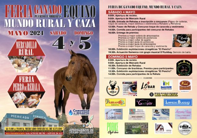 Puerto Lumbreras celebrará una nueva edición de la tradicional Feria del ganado equino, mundo rural y caza los días 4 y 5 de mayo
