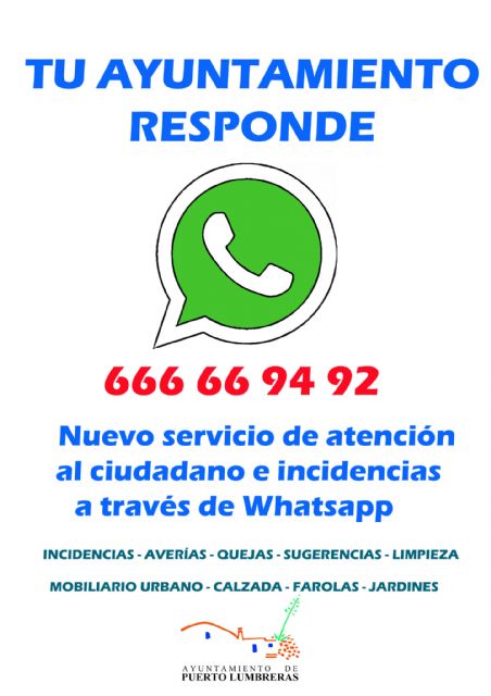El canal de Whatsapp del Ayuntamiento de Puerto Lumbreras gestiona más de 200 incidencias en menos de un año
