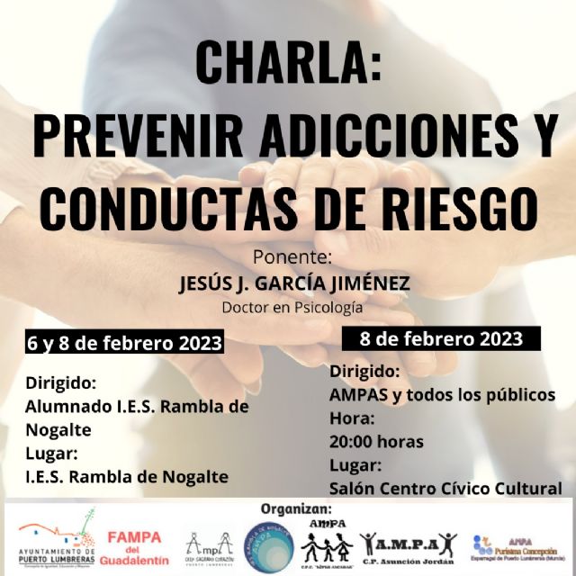 El Doctor en Psicología Jesús Javier García Jiménez impartirá dos charlas a padres y alumnos del IES Rambla de Nogalte sobre la prevención de adicciones y las conductas de riesgo