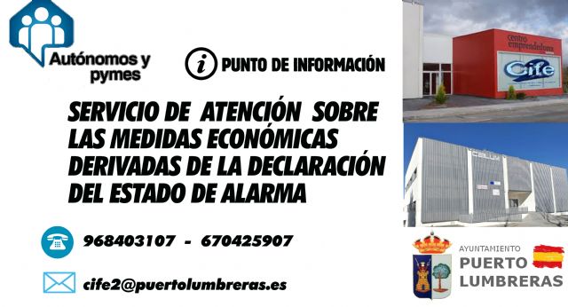 Puerto Lumbreras pone en marcha un servicio de atención a autónomos y pymes sobre las medidas económicas ante el Estado de Alarma