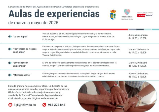 El programa 'Aulas de la Experiencia' vuelve a Puerto Lumbreras para seguir trabajando el envejecimiento activo