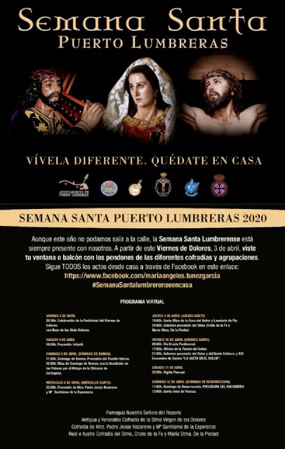 El Ayuntamiento de Puerto Lumbreras anima a los ciudadanos a vivir en casa una Semana Santa diferente