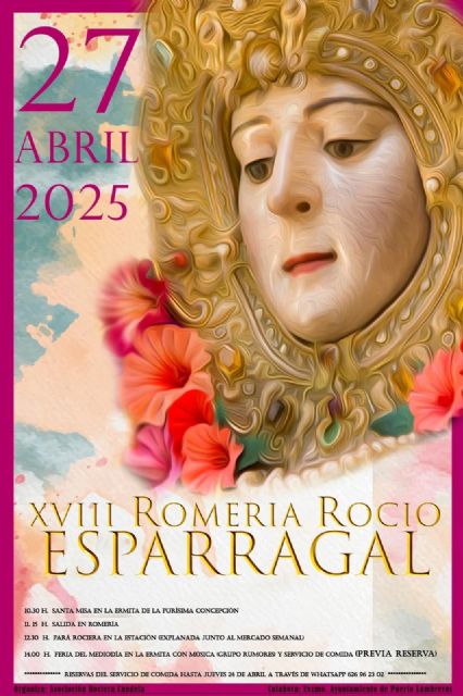 La XVIII edición de la Romería en honor a Nuestra Señora del Rocío de El Esparragal tendrá lugar el domingo, 27 de abril