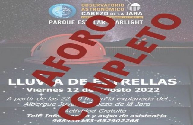 Más de 400 personas disfrutarán este viernes de la ‘Lluvia de Estrellas’ en el Observatorio Astronómico del Cabezo de la Jara