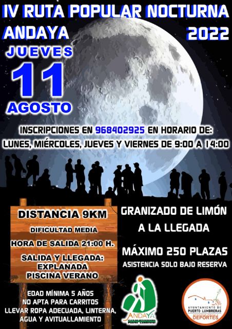 Puerto Lumbreras volverá a acoger la III Travesía Nocturna 'Andaya' este jueves