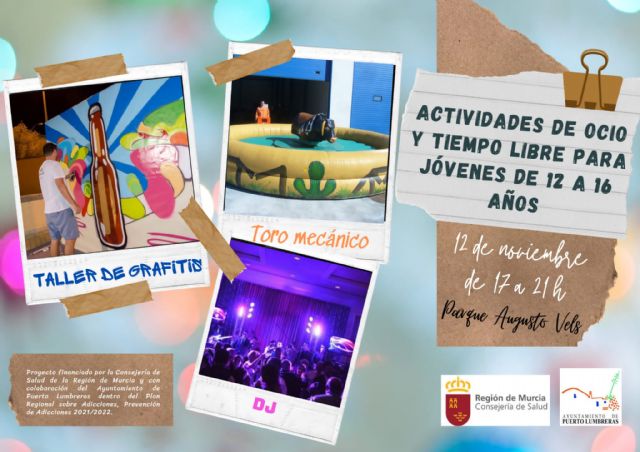 El Ayuntamiento de Puerto Lumbreras organiza el próximo viernes varias actividades de ocio y tiempo libre para jóvenes a partir de 12 años