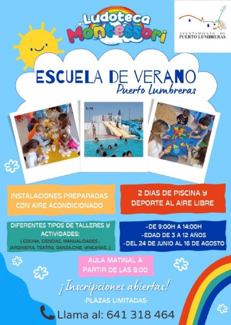 Puerto Lumbreras contará con diez escuelas de verano que facilitarán l aconciliación familiar y laboral durante el periodo estival 2024