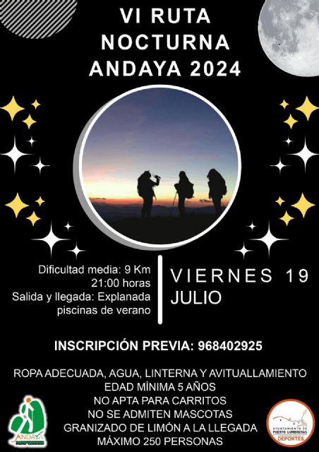 Puerto Lumbreras disfrutará de la VI Ruta Nocturna Andaya que saldrá de las piscinas de verano el próximo 19 de julio