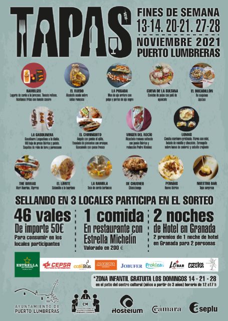 Vuelve la Ruta de la Tapa en Puerto Lumbreras durante los fines de semana de noviembre, con importantes premios para los clientes