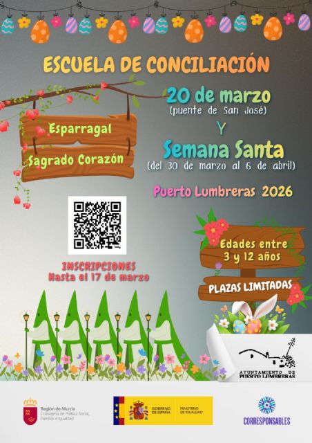 El Ayuntamiento de Puerto Lumbreras abre el plazo de inscripción para las Escuelas de Conciliación de San José y Semana Santa