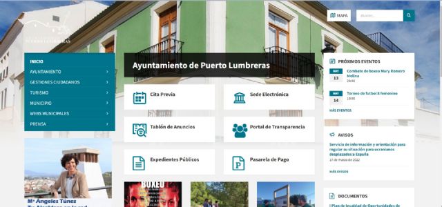 El Ayuntamiento de Puerto Lumbreras renueva la página web institucional