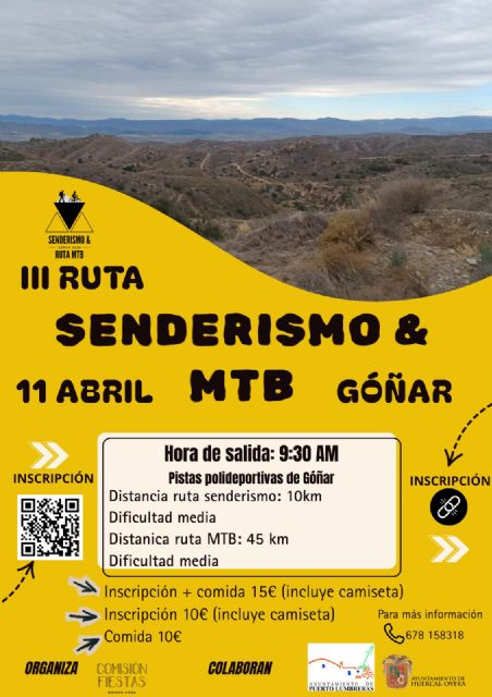 La tercera edición de la Ruta Senderismo & MTB de Góñar tendrá lugar el sábado, 11 de abril