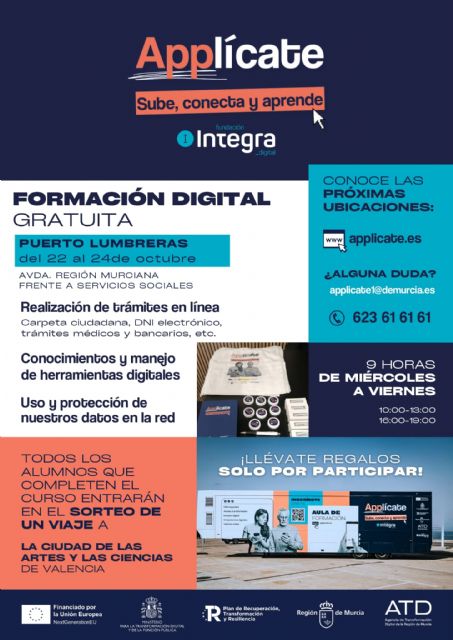 El autobús de la Fundación Integra Digital vuelve a Puerto Lumbreras para impartir la nueva formación gratuita 'Applícate'