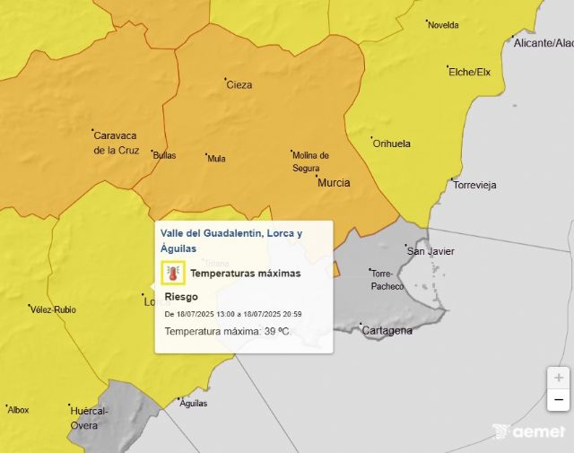 El Servicio Municipal de Emergencias informa de la activación de la alerta amarilla por temperaturas que podrían superar los 38°C en Puerto Lumbreras