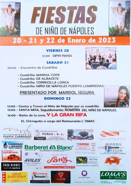 Las tradicionales fiestas del Niño de Nápoles, protagonistas este fin de semana en Puerto Lumbreras