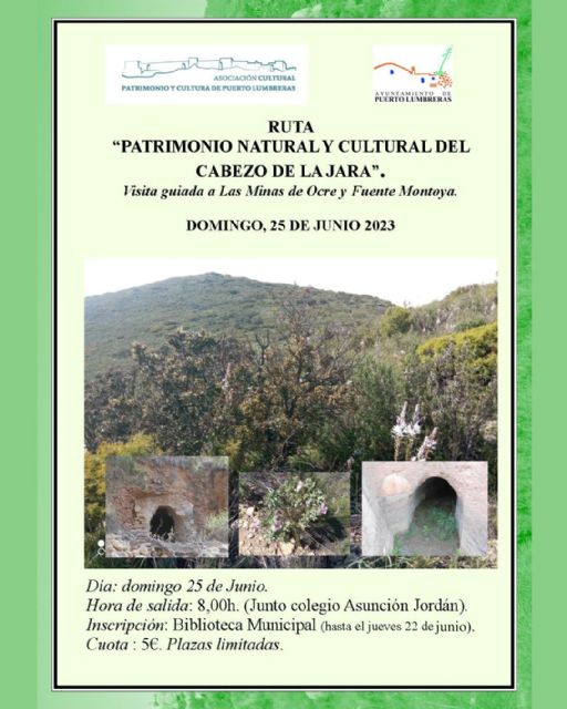 La Asociación Cultural 'Patrimonio y Cultura de Puerto Lumbreras' organiza una ruta por el Cabezo de la Jara