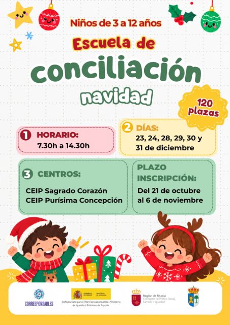 El Ayuntamiento de Puerto Lumbreras abre el plazo de inscripción para participar en la Escuela de Conciliación de Navidad