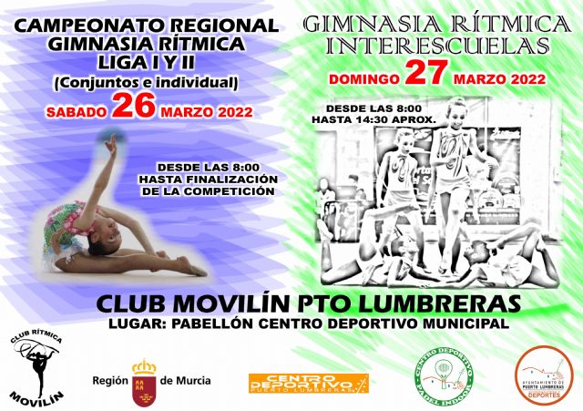 Puerto Lumbreras acogerá dos pruebas del Circuito de Liga Regional de Gimnasia Rítmica este fin de semana