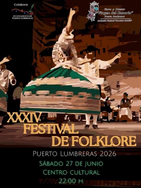La XXXIV edición del Festival de Folklore de Puerto Lumbreras tendrá lugar el próximo sábado, 27 de junio, en el patio del Centro Cultural