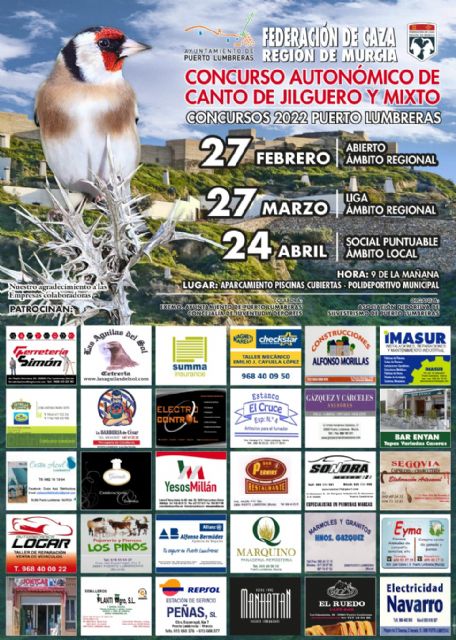 Puerto Lumbreras acogerá el Concurso Autonómico de Canto de Jilguero y Mixto