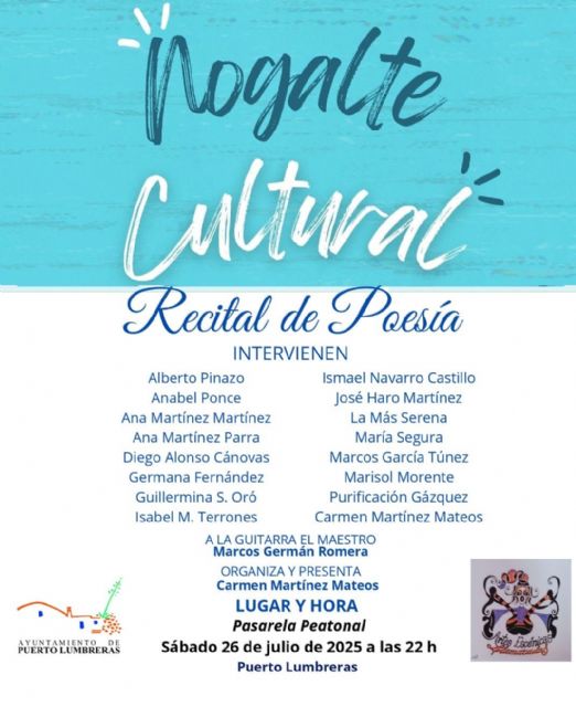 Puerto Lumbreras celebrará un recital de poesía de verano mañana, sábado 26 de julio