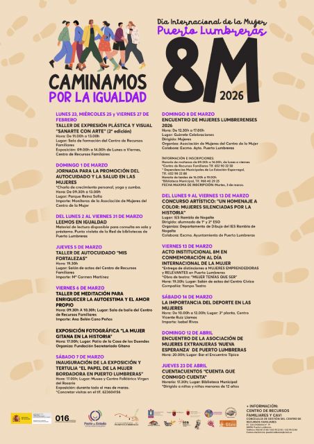 El Ayuntamiento de Puerto Lumbreras organiza una veintena de actividades para conmemorar el Día Internacional de la Mujer
