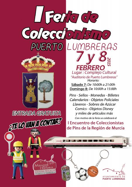 Puerto Lumbreras acogerá la I Feria de Coleccionismo en el Complejo Cultural Auditorio los días 7 y 8 de febrero
