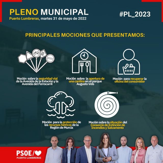 El PSOE de Puerto Lumbreras saca adelante por unanimidad cuatro de sus mociones