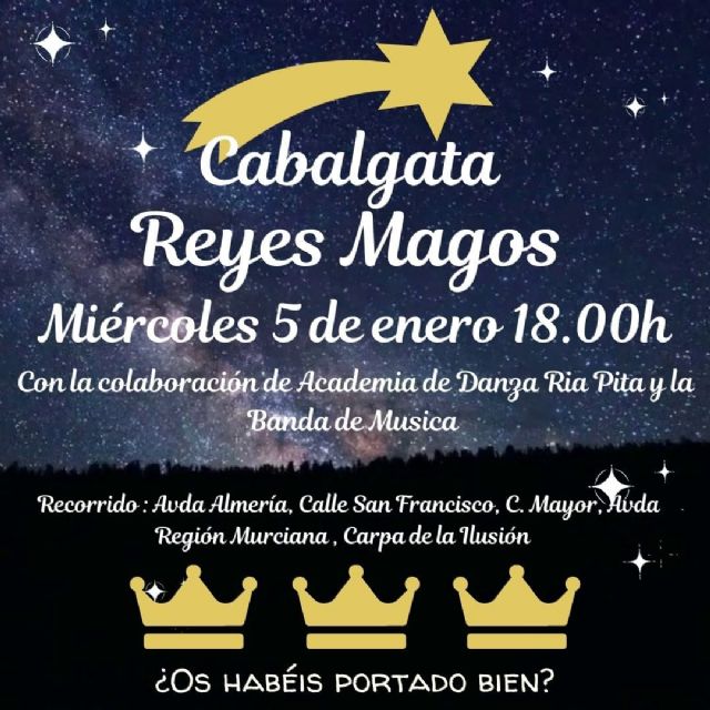 Los Reyes Magos llegan a Puerto Lumbreras, mañana 5 de enero, a las 18:00h
