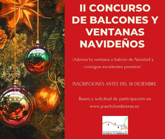 El Ayuntamiento de Puerto Lumbreras organiza el II Concurso de balcones y ventanas navideños para fomentar el ambiente festivo en el municipio