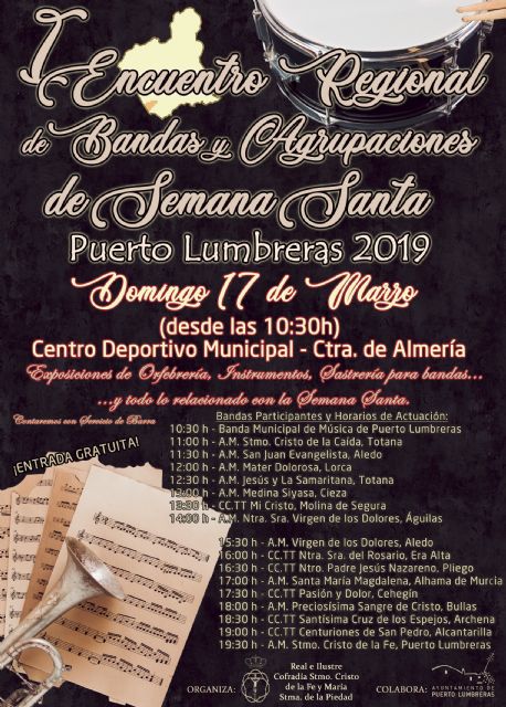 900 músicos se darán cita en el I Encuentro Regional de Bandas y Agrupaciones en Puerto Lumbreras
