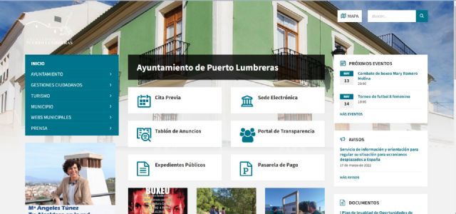 El Ayuntamiento de Puerto Lumbreras renueva la página web institucional