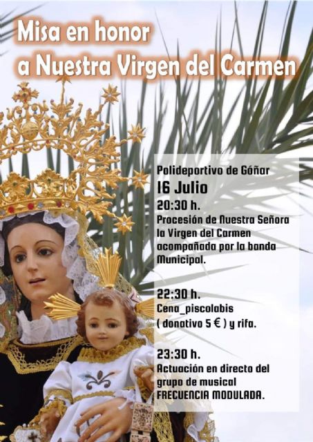 La pedanía de Góñar inicia sus fiestas patronales en honor a la Virgen del Carmen este sábado
