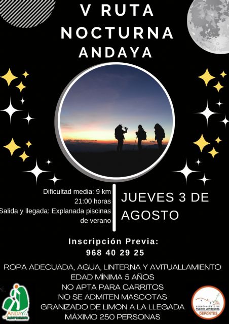 Puerto Lumbreras volverá a acoger la V Travesía Nocturna 'Andaya' el próximo 3 de agosto