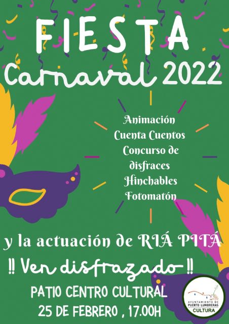 Puerto Lumbreras celebrará un carnaval infantil en el Centro Cívico Cultural