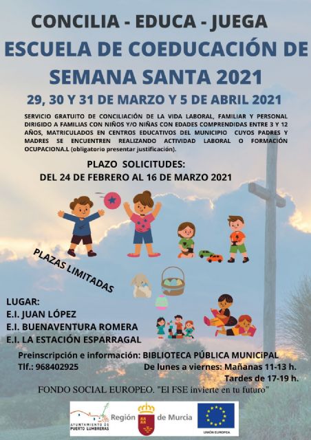 El Ayuntamiento organiza una escuela de coeducación de Semana Santa gratuita para ayudar a la  conciliación de las familias del municipio